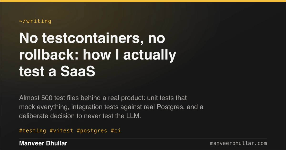Cover card: pragmatic testing for a real SaaS